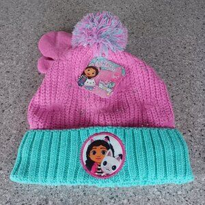 Gabby's Dollhouse Hat and Mittens Set Pink Knit Beanie